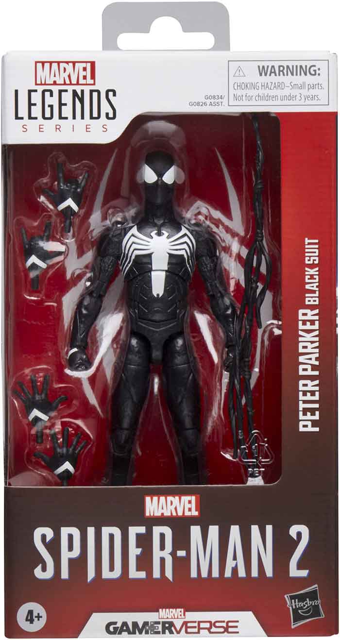 Marvel Legends Spider-Man 6 Inch Action Figure Gamerverse Wave 1 - Peter Parker Black Suit (Shelf Wear packaging)