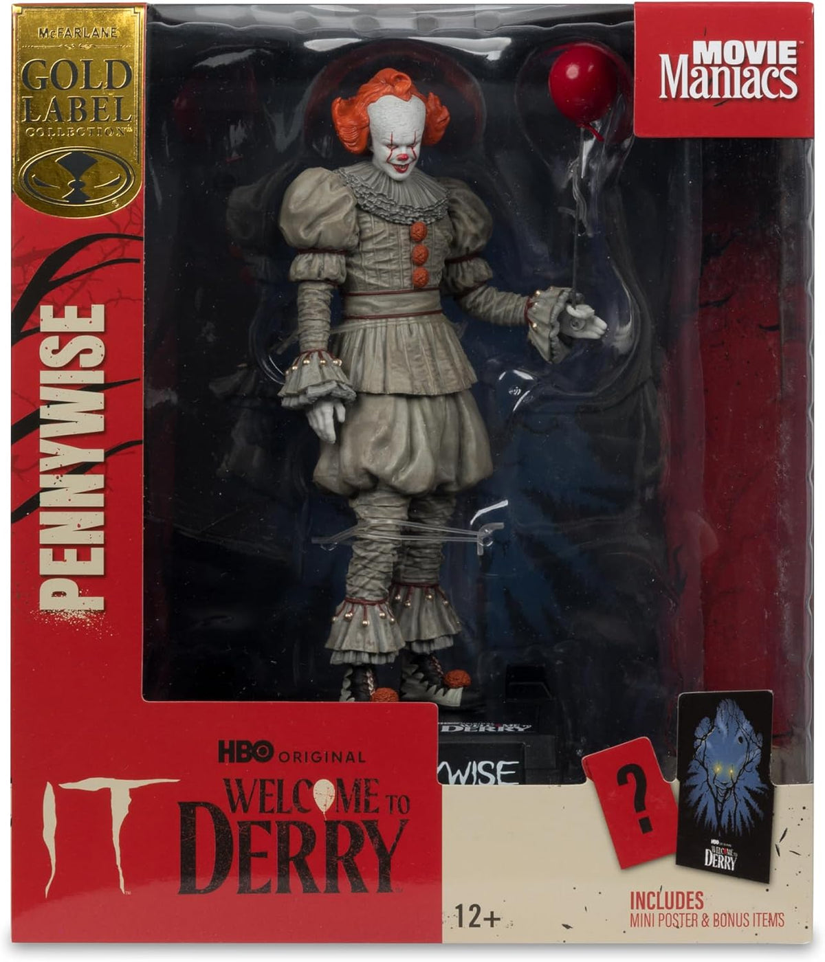 Movie Maniacs IT Welcome To Derry 6 Inch Static Figure Posed Figure Exclusive - Pennywise With Balloon Gold Label
