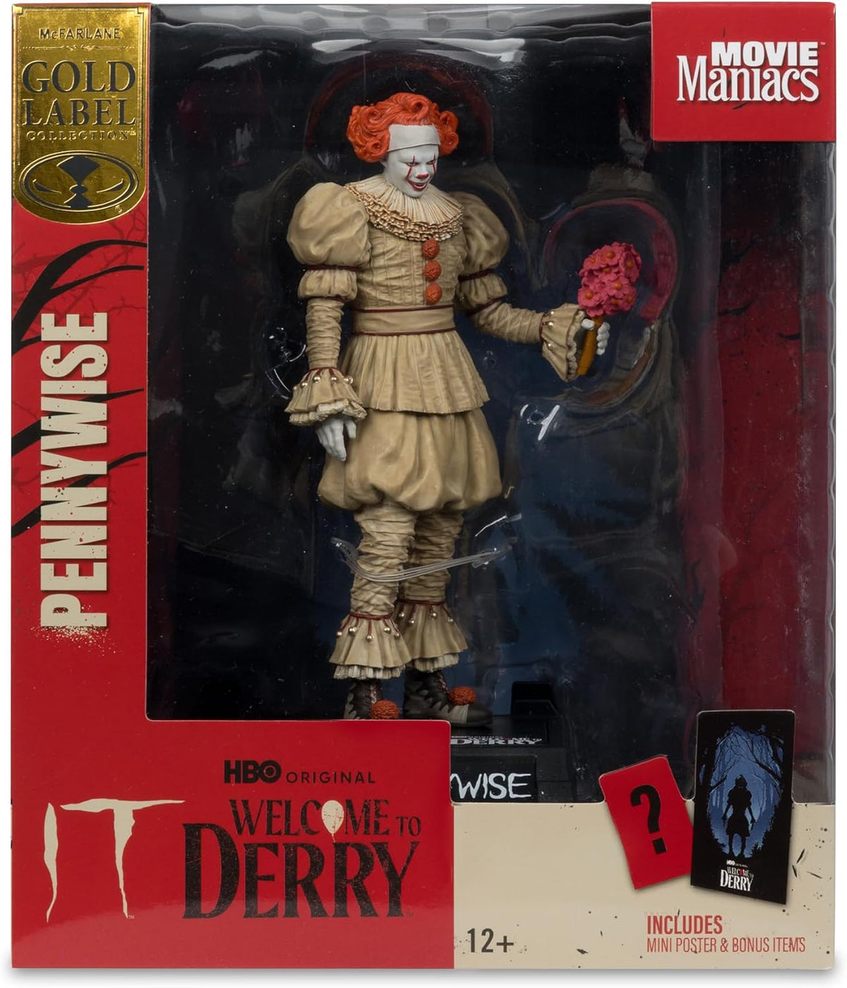 Movie Maniacs IT Welcome To Derry 6 Inch Static Figure Posed Figure Exclusive - Pennywise With Flowers Gold Label