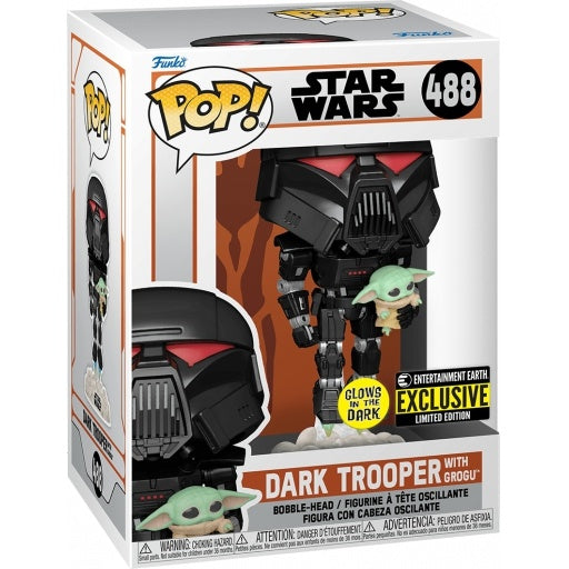 Pop Star Wars The Mandalorian 3.75 Inch Action Figure Exclusive - Dark Trooper with Grogu #488
