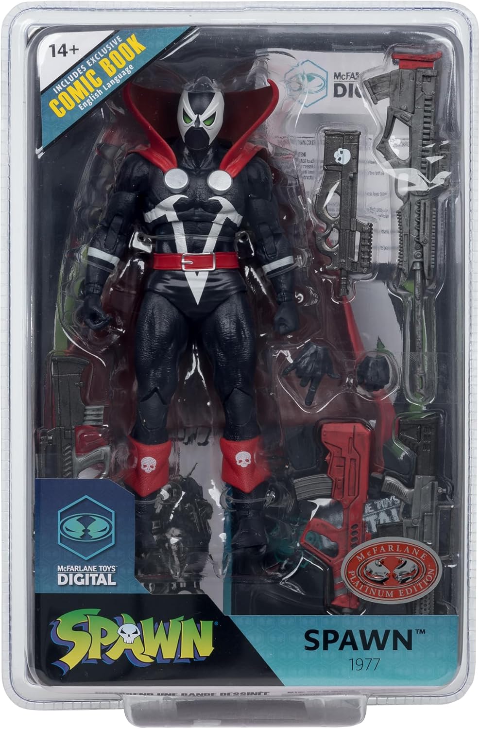 Spawn Digital Collectible 7 Inch Action Figure Exclusive - Spawn 1977 Black and White Red Platinum