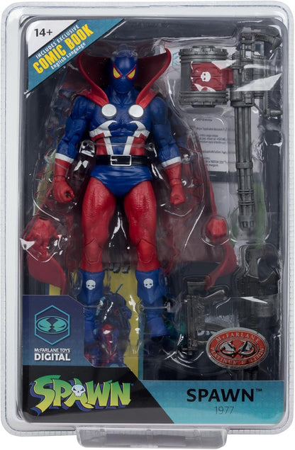 Spawn Digital Collectible 7 Inch Action Figure Exclusive - Spawn 1977 Red and Blue Red Platinum