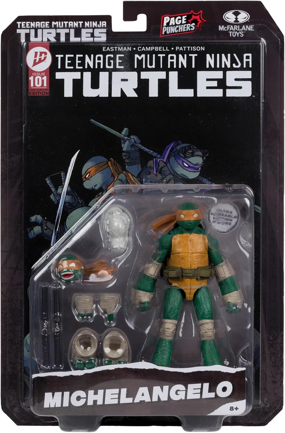 Teenage Mutant Ninja Turtles 5 Inch Action Figure Page Punchers Wave 2 - Michelangelo