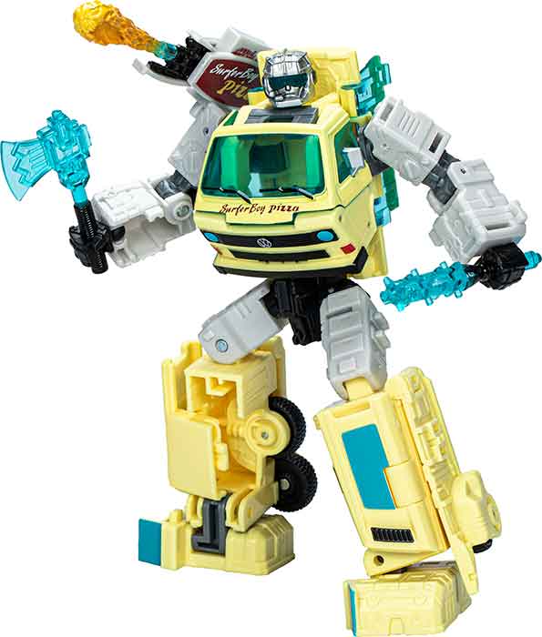 Transformers Generations Collaborative 6 Inch Action Figure Stranger Things Deluxe Class - Surfer Boy Pizza (Sub-Standard Packaging)