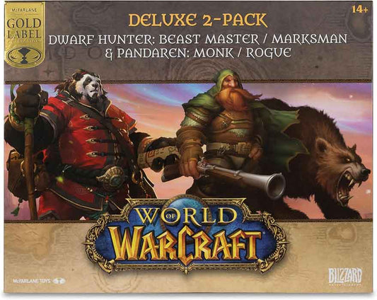 World Of Warcraft 2-Pack 6 Inch Static Figure 1/12 Posed Exclusive - Beastmaster & Marksman & Pandaren: Monk & Rogue Gold label